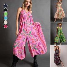 Load image into Gallery viewer, Vintage Floral Print Loose Sleeveless Jumpsuit