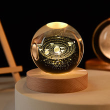 Load image into Gallery viewer, 3D Crystal Ball Night Light With Wood Base