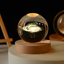 Load image into Gallery viewer, 3D Crystal Ball Night Light With Wood Base