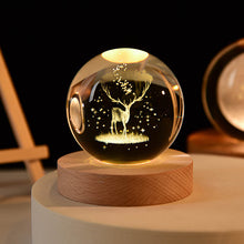 Load image into Gallery viewer, 3D Crystal Ball Night Light With Wood Base