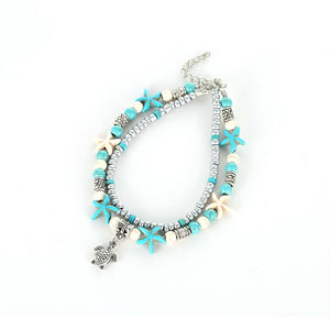 Sea turtle Anklet Starfish Turquoise