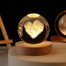 Load image into Gallery viewer, 3D Crystal Ball Night Light With Wood Base