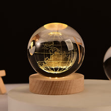 Load image into Gallery viewer, 3D Crystal Ball Night Light With Wood Base