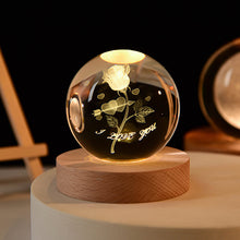 Load image into Gallery viewer, 3D Crystal Ball Night Light With Wood Base