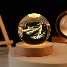 Load image into Gallery viewer, 3D Crystal Ball Night Light With Wood Base