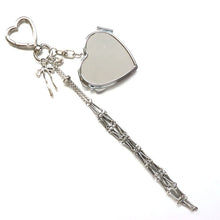 Load image into Gallery viewer, Silver Mesh Lipstick Pouch Bag Chain Charm with Star/Heart Accent
