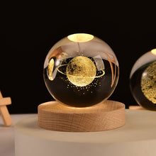 Load image into Gallery viewer, 3D Crystal Ball Night Light With Wood Base