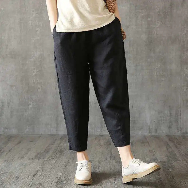 Cotton Linen Ankle Length Harem Pants