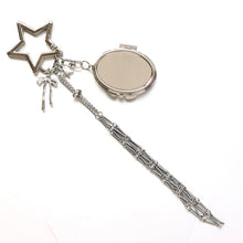 Load image into Gallery viewer, Silver Mesh Lipstick Pouch Bag Chain Charm with Star/Heart Accent
