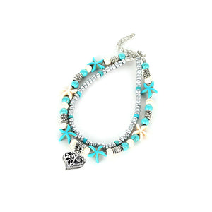 Sea turtle Anklet Starfish Turquoise