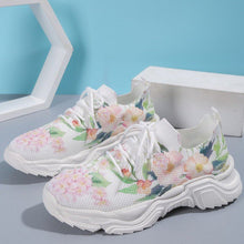 Load image into Gallery viewer, Floral Print Lace-up Breathable Sneakers