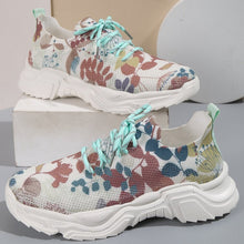 Load image into Gallery viewer, Floral Print Lace-up Breathable Sneakers