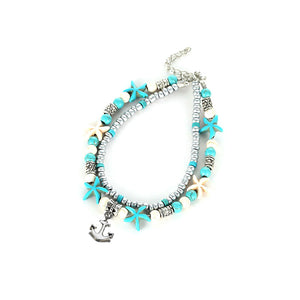 Sea turtle Anklet Starfish Turquoise