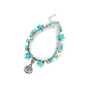 Sea turtle Anklet Starfish Turquoise