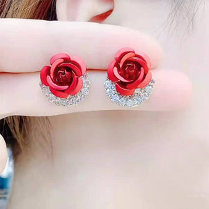 Diamond Rose Earrings