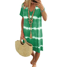 Load image into Gallery viewer, Tie-Dye Striped Short-sleeved Loose T-shirt Dress