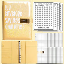 Load image into Gallery viewer, 100 Envelope Saving Challenge Binder with Lock