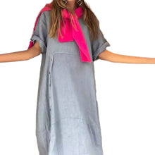 Load image into Gallery viewer, Women&#39;s Cotton And Linen Side Button Dress
