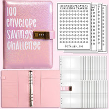 Load image into Gallery viewer, 100 Envelope Saving Challenge Binder with Lock