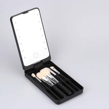 Load image into Gallery viewer, Travel Makeup Brush Set With LED Light Mirror