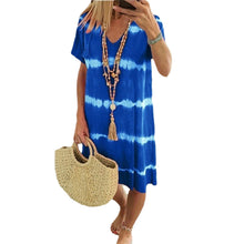 Load image into Gallery viewer, Tie-Dye Striped Short-sleeved Loose T-shirt Dress