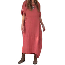Load image into Gallery viewer, Women&#39;s Cotton And Linen Side Button Dress