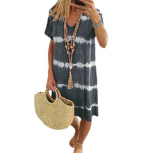 Load image into Gallery viewer, Tie-Dye Striped Short-sleeved Loose T-shirt Dress