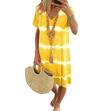 Load image into Gallery viewer, Tie-Dye Striped Short-sleeved Loose T-shirt Dress