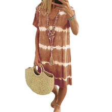 Load image into Gallery viewer, Tie-Dye Striped Short-sleeved Loose T-shirt Dress