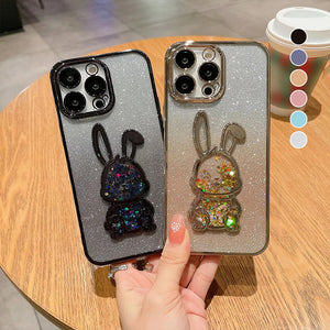 Gradient Glitter Quicksand Rabbit Case Cover For iPhone