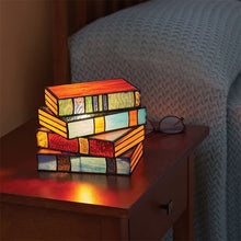 Load image into Gallery viewer, Stained Glass Stacked Books Lamp
