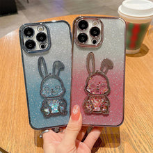 Load image into Gallery viewer, Gradient Glitter Quicksand Rabbit Case Cover For iPhone