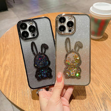 Load image into Gallery viewer, Gradient Glitter Quicksand Rabbit Case Cover For iPhone