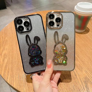 Gradient Glitter Quicksand Rabbit Case Cover For iPhone