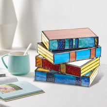 Load image into Gallery viewer, Stained Glass Stacked Books Lamp
