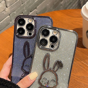 Gradient Glitter Quicksand Rabbit Case Cover For iPhone