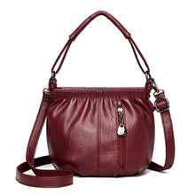 Load image into Gallery viewer, Fashion Simple Casual Pleated Bucket Soft Leather Handbag Shoulder Bag