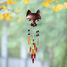 Load image into Gallery viewer, Handcrafted Metal Cat and Recycled Glass Fish Wind Chime