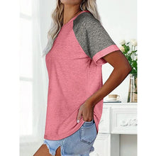 Load image into Gallery viewer, Loose Round Neck Raglan Sleeve Contrast T-shirt