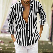 Load image into Gallery viewer, Spring Summer Men&#39;s Cotton Linen Striped Button Shirt