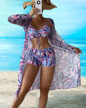 Load image into Gallery viewer, Three-Piece Printed Bikini Swimsuit