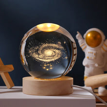 Load image into Gallery viewer, 3D Crystal Ball Night Light With Wood Base