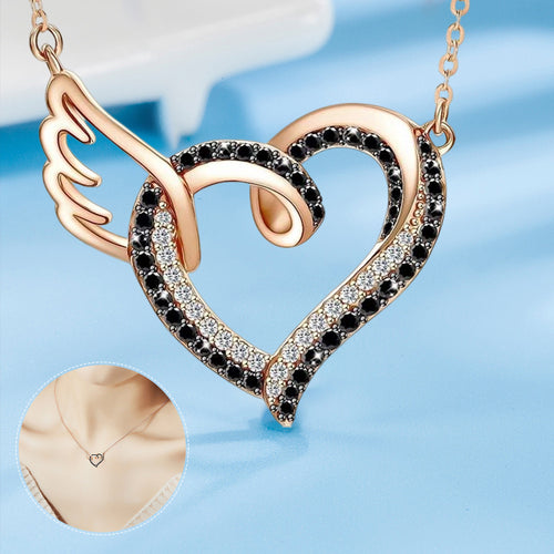 I’ll Hold You in My Heart Until I Can Hold You in Heaven Black Diamond Necklace