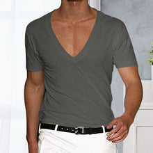 Load image into Gallery viewer, Men&#39;s Basic Deep V-Neck Cotton Short Sleeve T-Shirt
