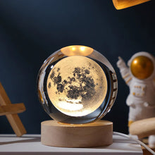 Load image into Gallery viewer, 3D Crystal Ball Night Light With Wood Base