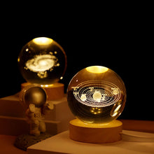Load image into Gallery viewer, 3D Crystal Ball Night Light With Wood Base