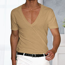 Load image into Gallery viewer, Men&#39;s Basic Deep V-Neck Cotton Short Sleeve T-Shirt