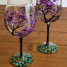 Load image into Gallery viewer, Four Seasons Tree Wine Glasses - Hand Painted Art