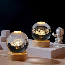 Load image into Gallery viewer, 3D Crystal Ball Night Light With Wood Base