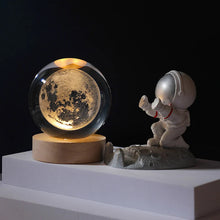 Load image into Gallery viewer, 3D Crystal Ball Night Light With Wood Base